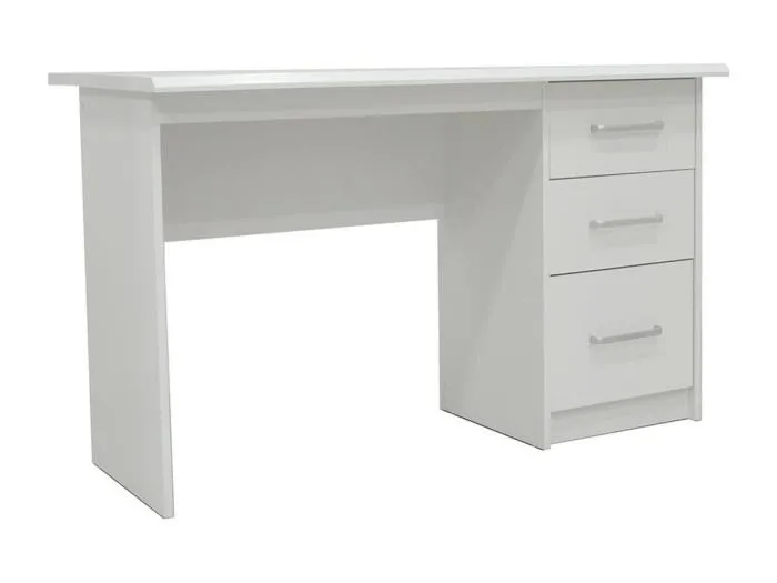 Gerader Schreibtisch PRAGUE – 3 Schubladen – Farbe Weiß – Modernes und funktionales Design