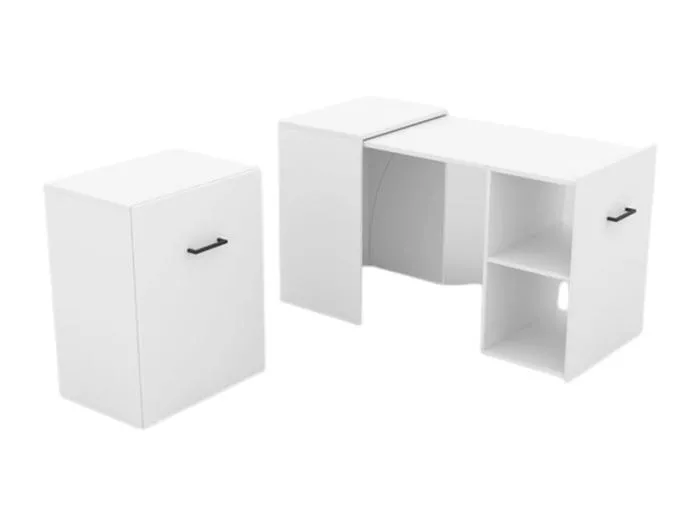 Klappbarer Schreibtisch für kleine Räume, Kollektion FLIP, Farbe Weiß.