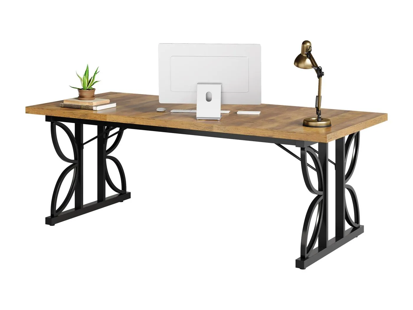 Direktionsbürotisch mit einer Länge von 180 cm, großer Computerarbeitsplatz mit robuster Metallkonstruktion