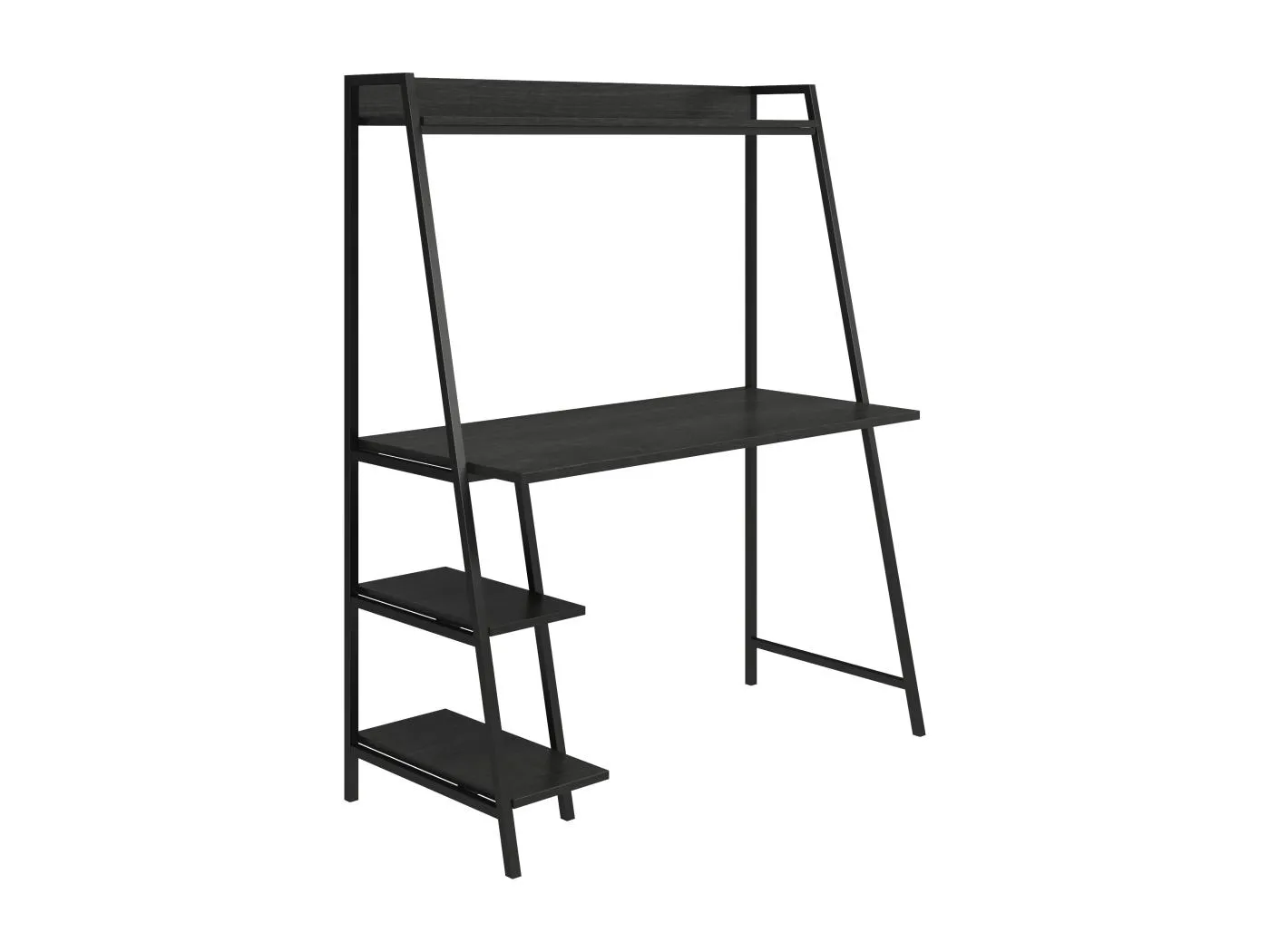 Bushwick Leiterschreibtisch. Schwarze Eiche auf schwarzem Metall