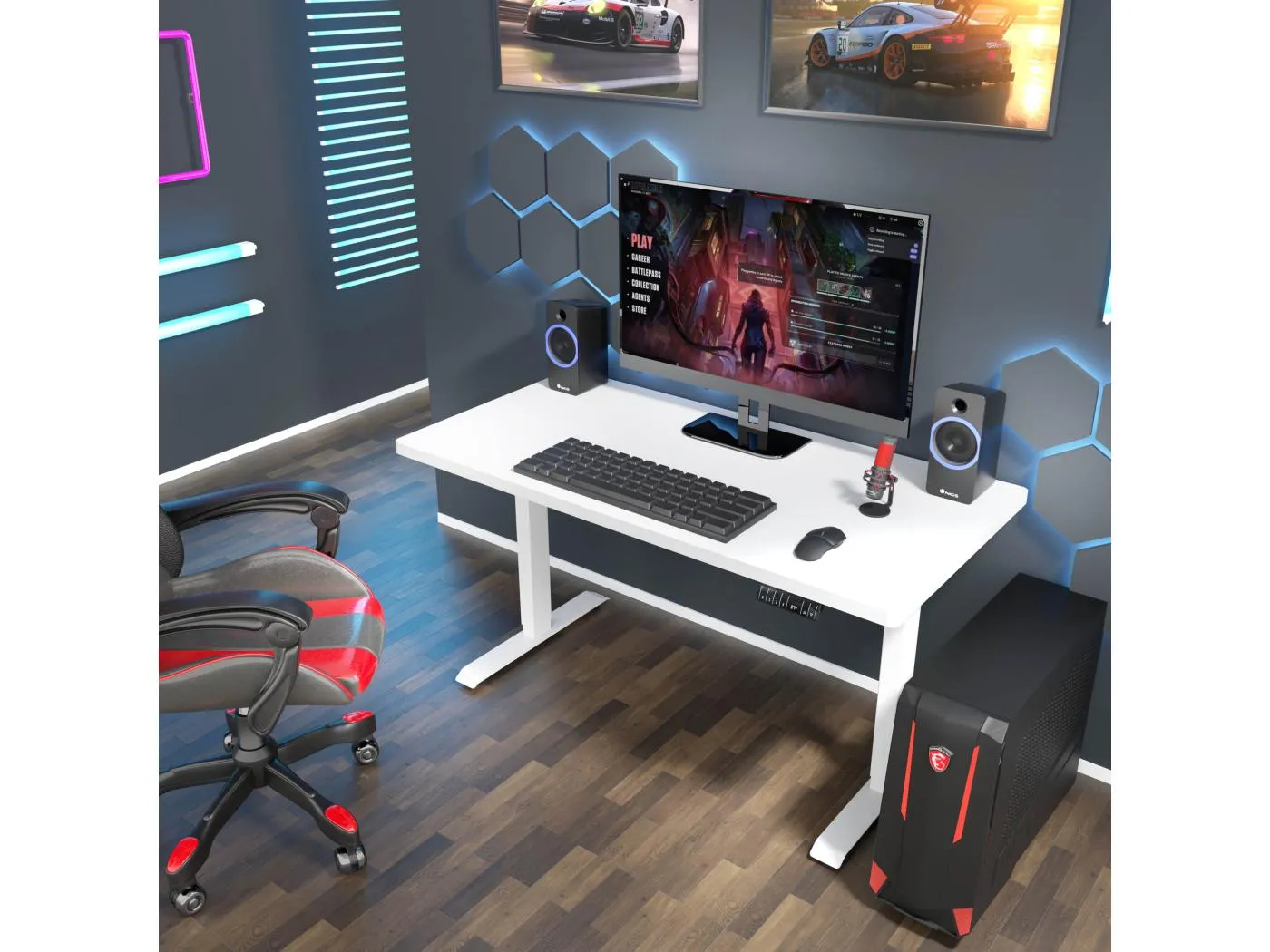 Elektrisch höhenverstellbarer Schreibtisch 140x70 weiß