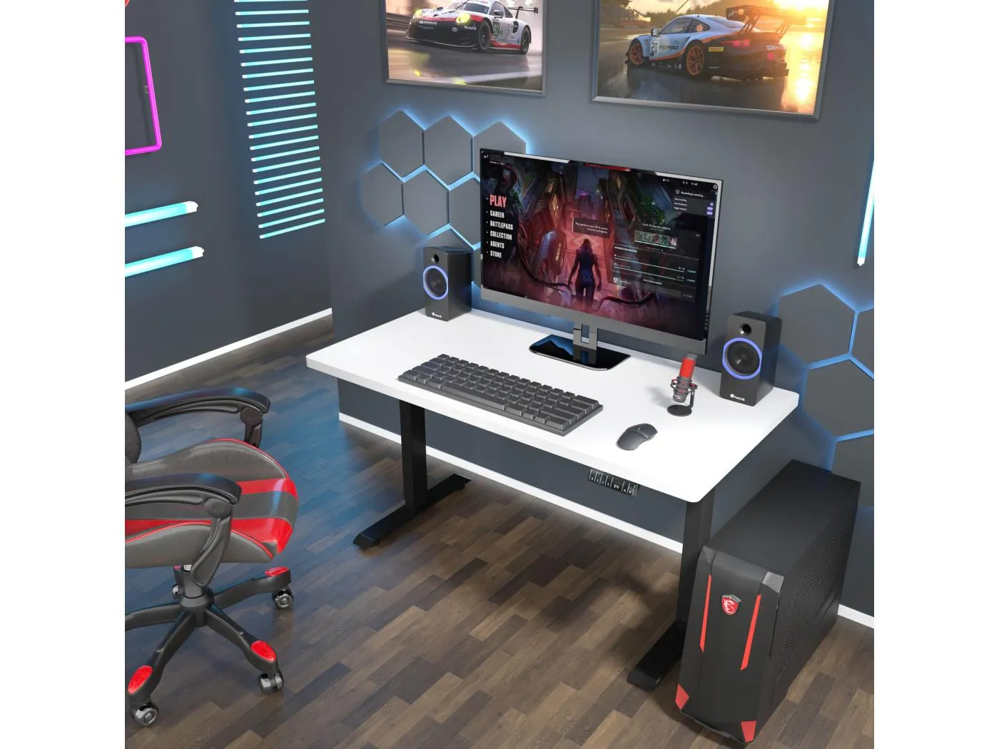 Elektrisch höhenverstellbarer Schreibtisch 140x70 schwarz/matt weiß