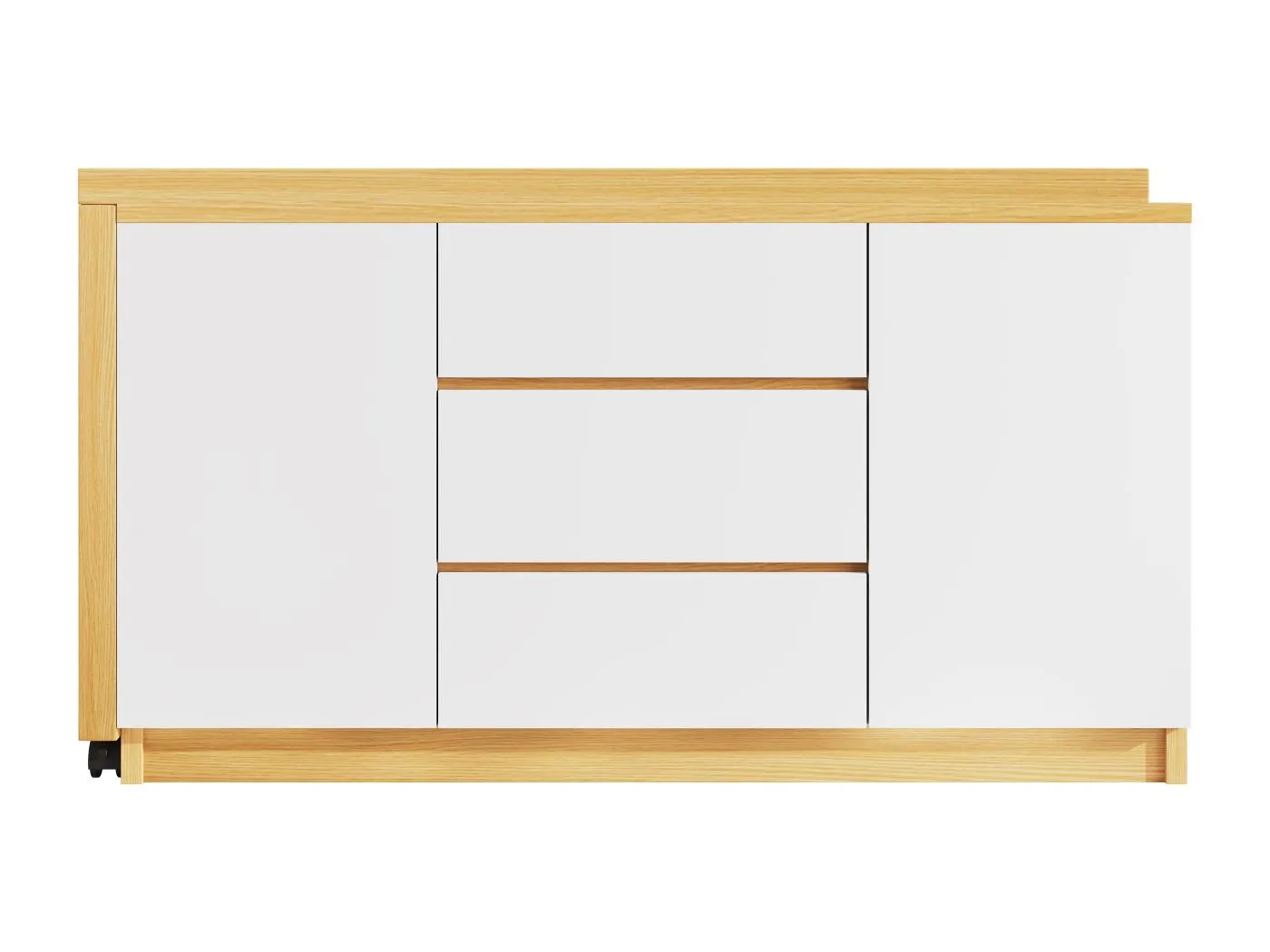 2-in-1 Schreibtisch und Sideboard - 120 x 50 x 76,5 cm - drehbar - mit 3 Schubladen + 2 Türen - Spanplatte - weiß