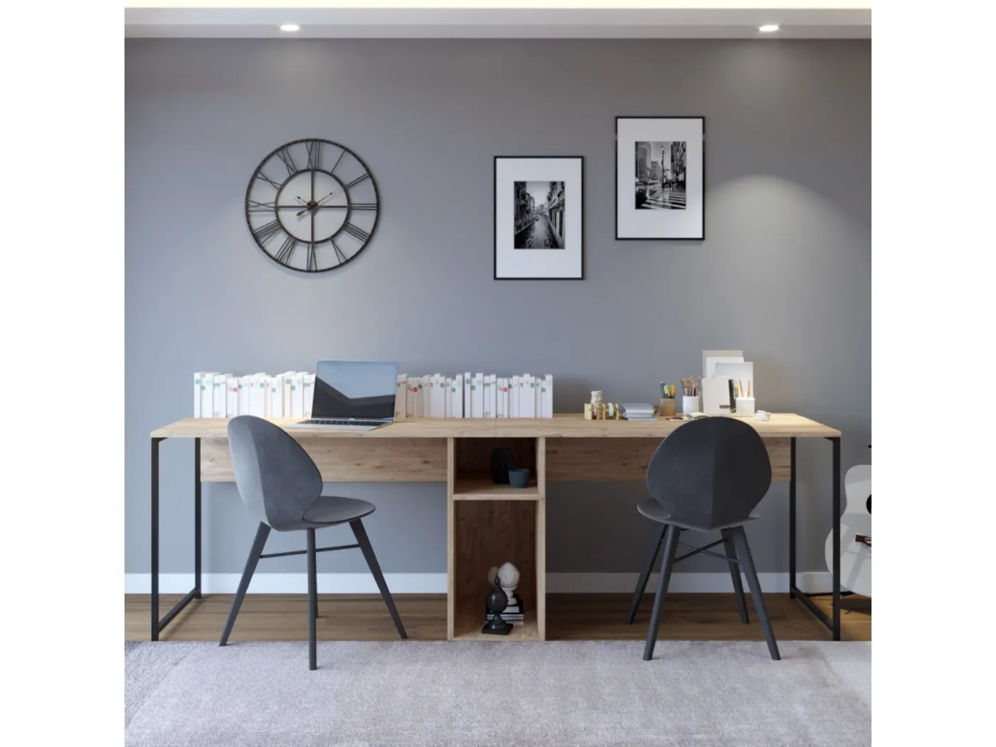 Moderner Holzschreibtisch mit Stauraumfächern - KILI KILI