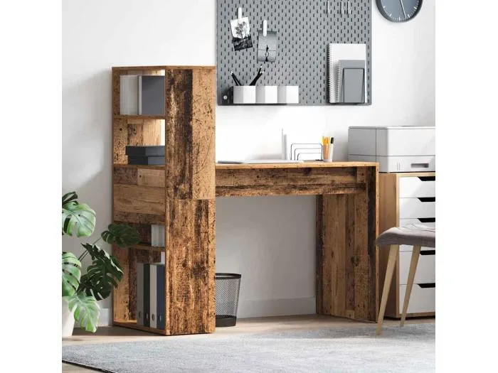 Schreibtisch mit Regal Altholz 113 x 54 x 120 cm Holzwerkstoff