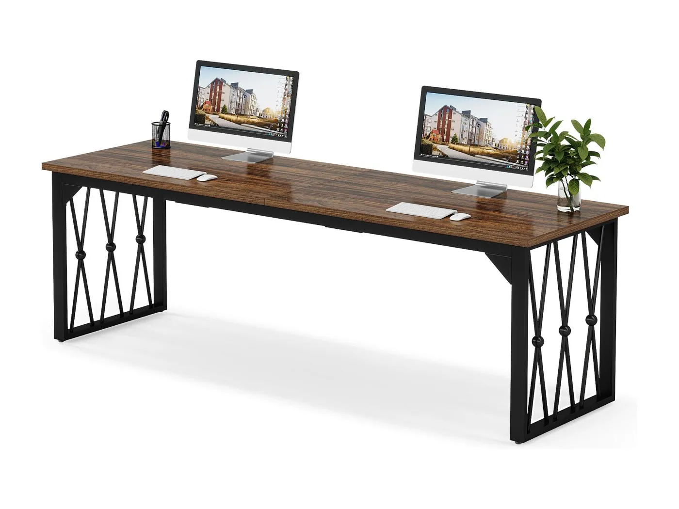 Schreibtisch Computerarbeitsplatz 200 x 70 x 75 cm Doppel langer Computerarbeitsplatz