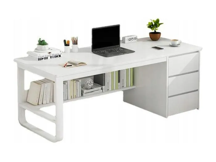 COMPUTERTISCH LOFT WEISS 3 REGALE SKANDINAVISCH MODERN 100 CM
