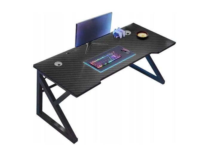 MODERNER SCHWARZER CARBON-COMPUTER-SPIELTISCH FÜR GAMER 120 CM