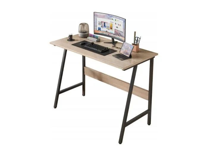 COMPUTERTISCH LOFT INDUSTRIELL SCHULISCH MODERN HELLES EICHENHOLZ 100 CM