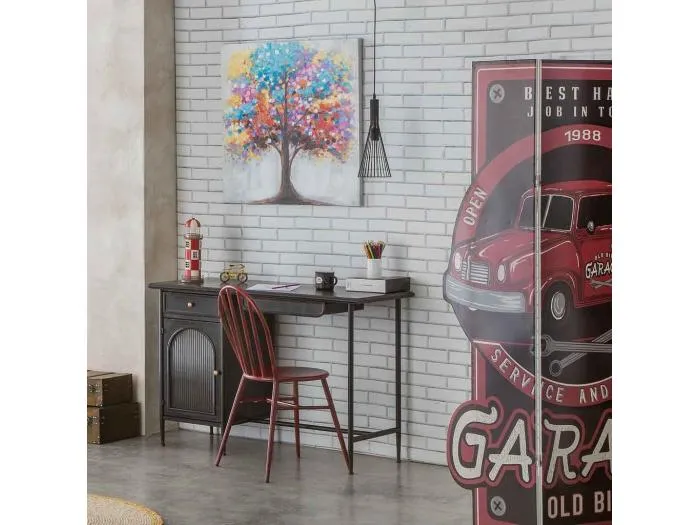 Schwarzer Metallschreibtisch 120x50x80h cm