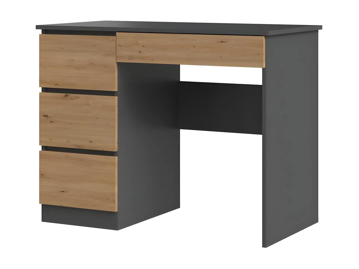 CDF Schreibtisch Mijas Links | Farbe: Anthrazit - Artisan | 4 Schubladen | Ideal für Büro, Arbeitszimmer, Kinder- und Jugendzimmer | Funktionaler Schreibtisch für Computer, Laptop | Einfache Montage