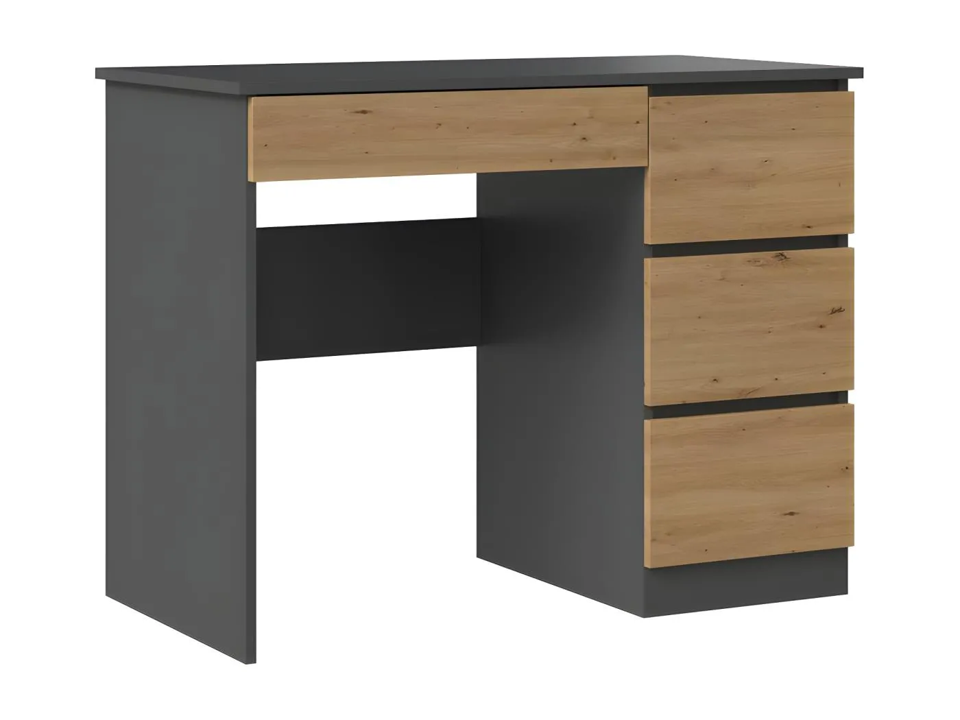 CDF Schreibtisch Mijas rechts | Farbe: Anthrazit - Artisan | 4 Schubladen | Ideal für Büro, Arbeitszimmer, Kinder- und Jugendzimmer | Funktionaler Schreibtisch für Computer, Laptop | Einfache Montage