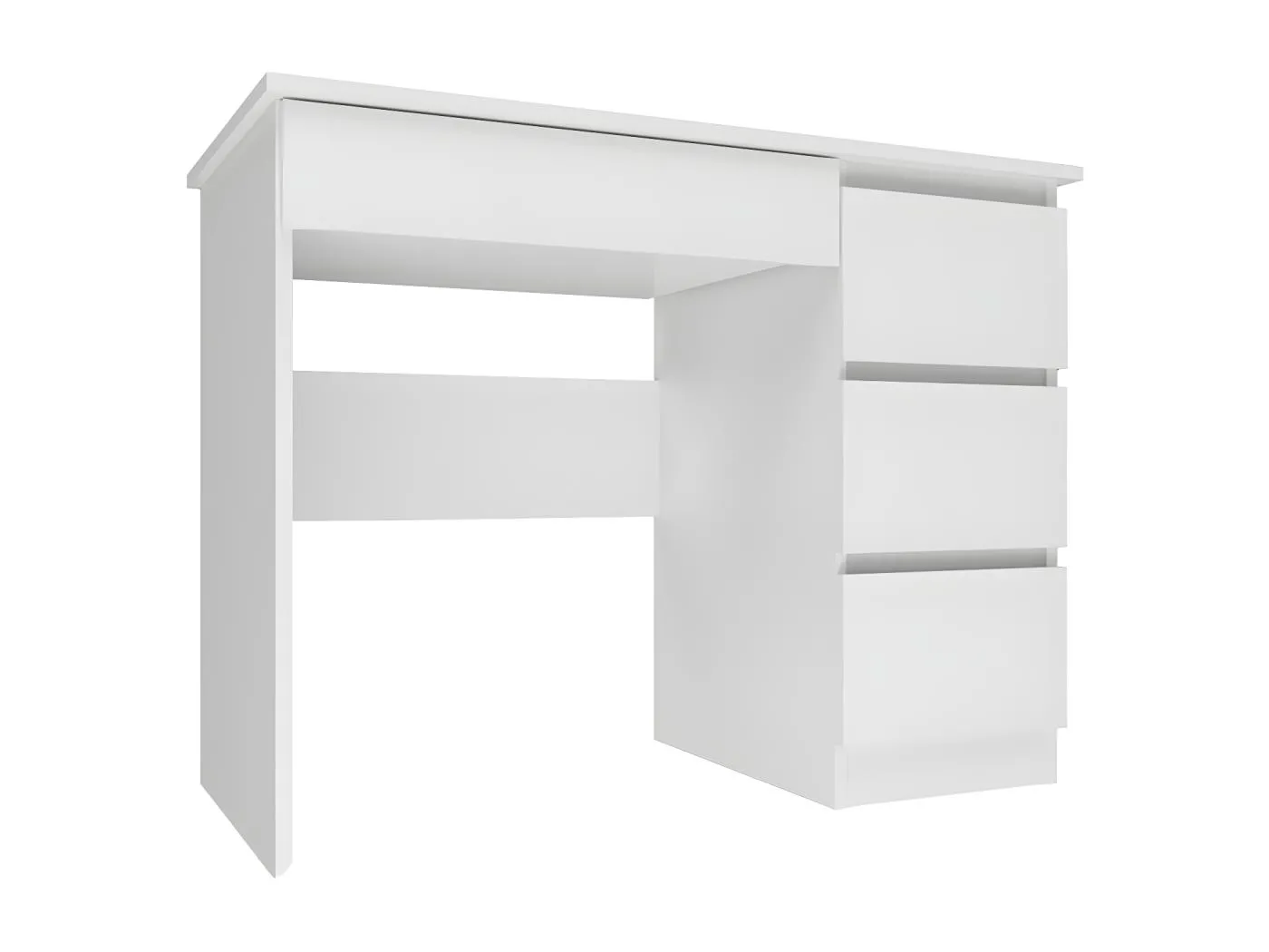 CDF Schreibtisch Mijas rechts | Farbe: Mattweiß | 4 Schubladen | Ideal für Büro, Arbeitszimmer, Kinder- und Jugendzimmer | Funktionaler Schreibtisch für Computer, Laptop | Einfache Montage