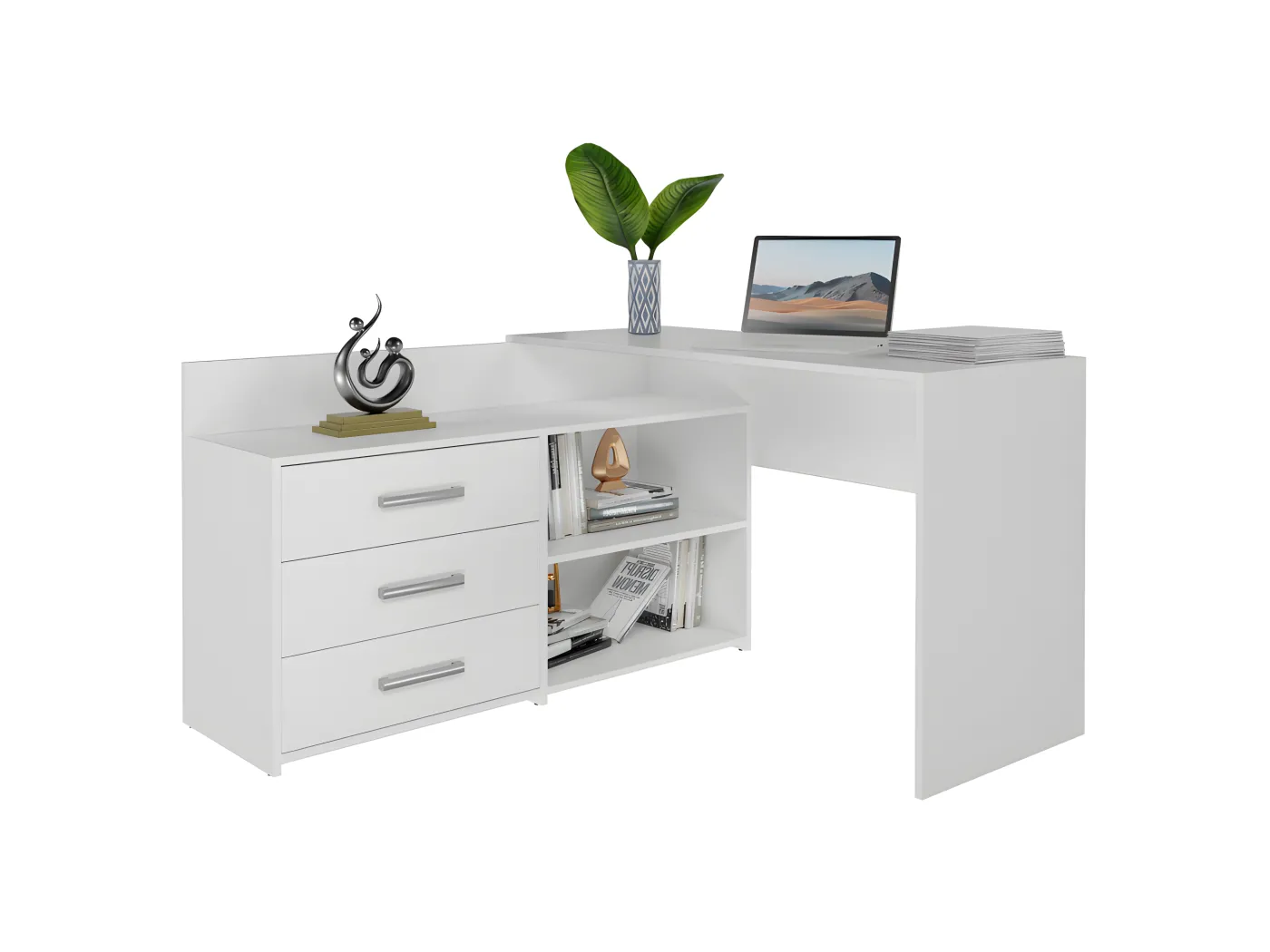 CDF Schreibtisch Dany | Farbe: Mattweiß | Ideal für Büro, Arbeitszimmer, Kinder- und Jugendzimmer | Funktionaler Schreibtisch für Computer, Laptop | Einfache Montage