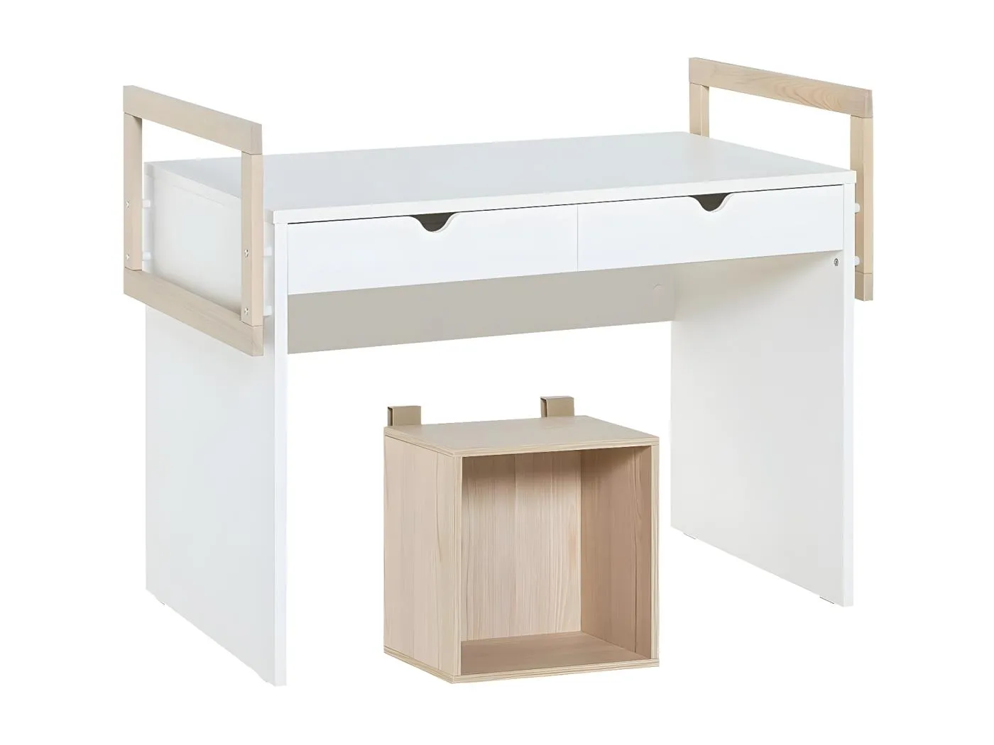 Schreibtisch mit 2 Schubladen und offenem Würfel vorne - STIGE