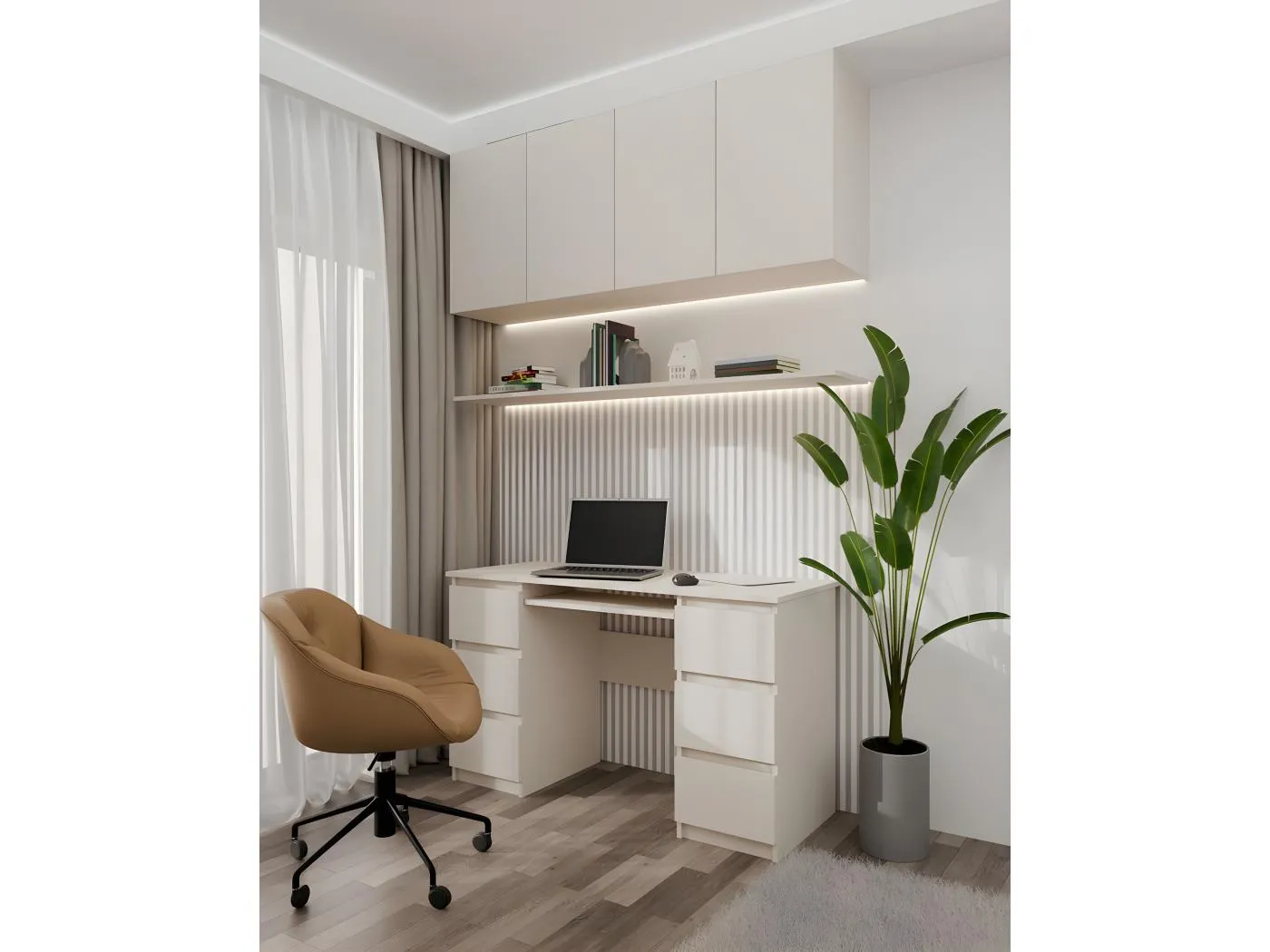 CDF Schreibtisch Kuba | Farbe: Beige | Ideal für Büro, Arbeitszimmer, Kinder- und Jugendzimmer | Funktionaler Schreibtisch für Computer, Laptop | Einfache Montage