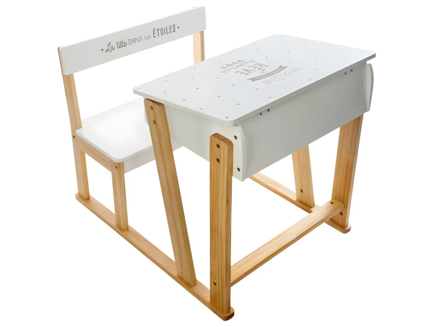 Schreibtisch mit Stuhl weiß 58x79x58cm