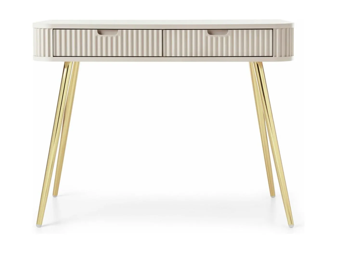 Schminktisch mit 2 Schubladen - greige mit goldenen Beinen - 110 cm - ZOVA