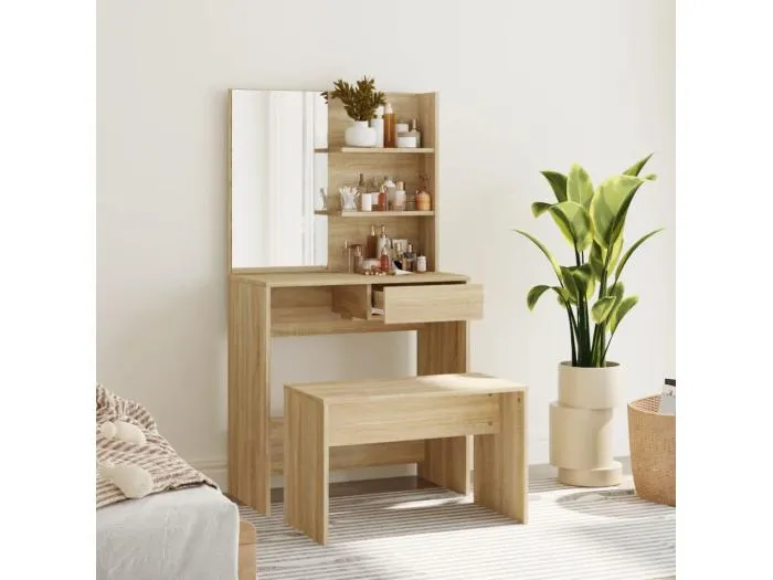 Schminktisch-Set Sonoma-Eiche 74,5x40x141 cm