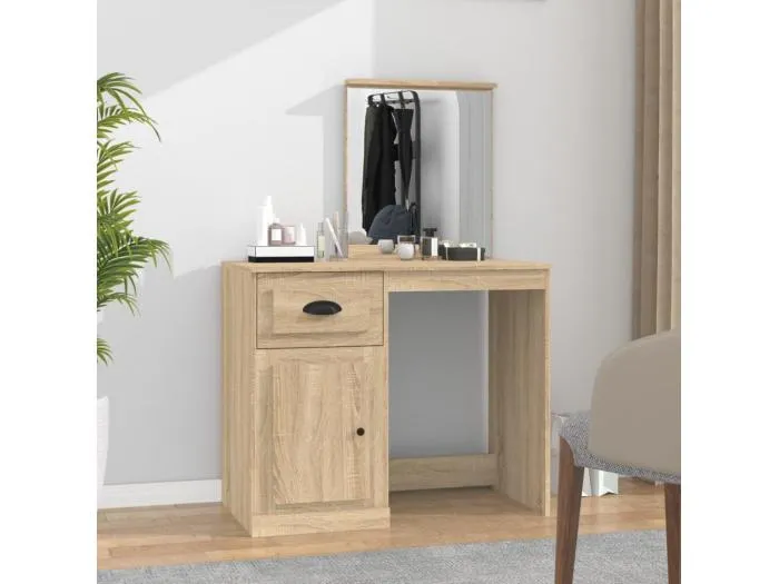 Schminktisch mit Spiegel Sonoma-Eiche 90x50x132,5 cm