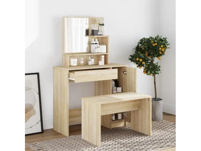 Schminktisch-Set Sonoma-Eiche 86,5x35x136 cm