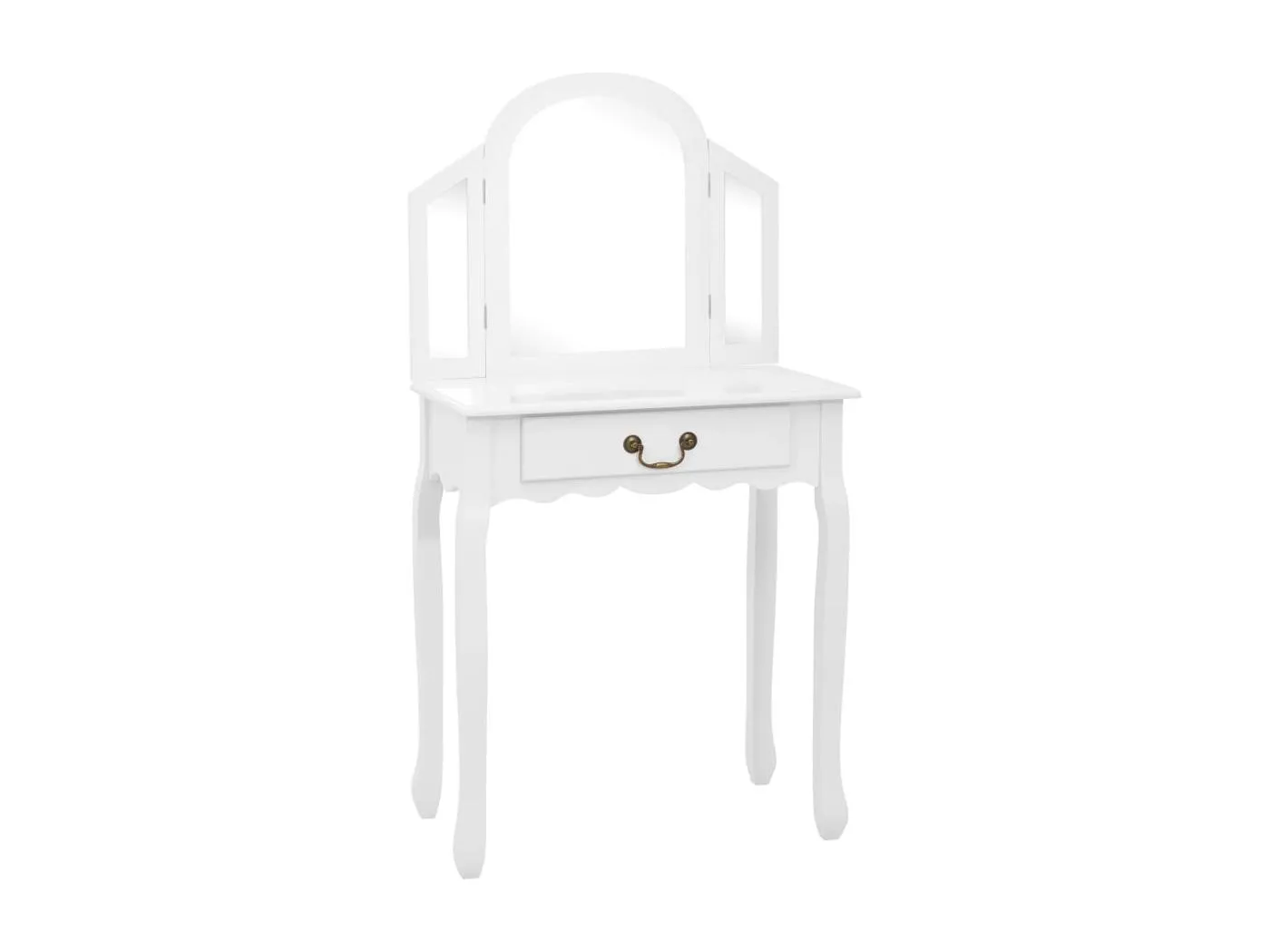 Schminktisch mit Hocker Weiß 65x36x128 cm Paulownia-Holz MDF