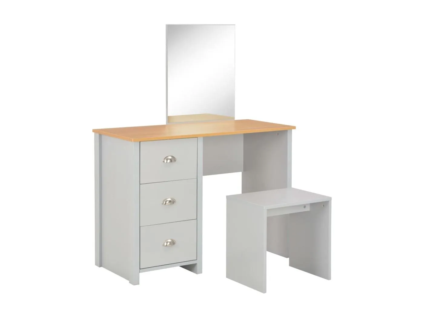 Schminktisch mit Spiegel und Hocker Grau 104x45x131 cm