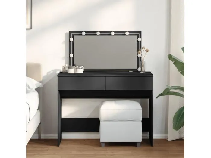 Schminktisch mit LED-Beleuchtung Schwarz 100x40x120 cm