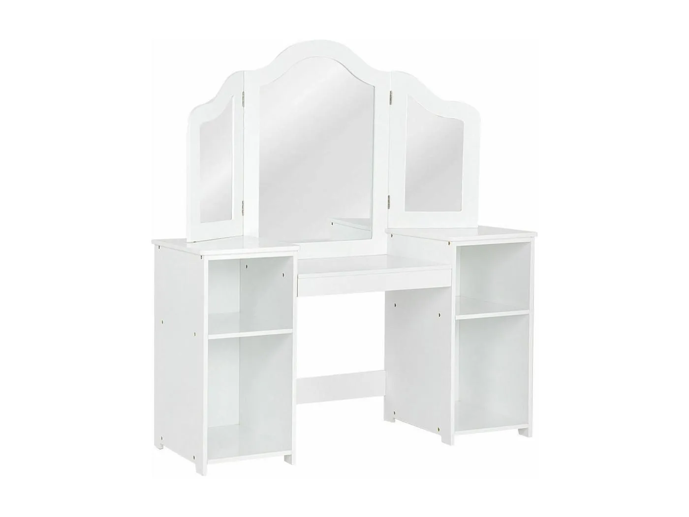 2 in 1 Kinder Schminktisch Schreibtisch mit spiegel 107 × 40 × 117 cm Weiß