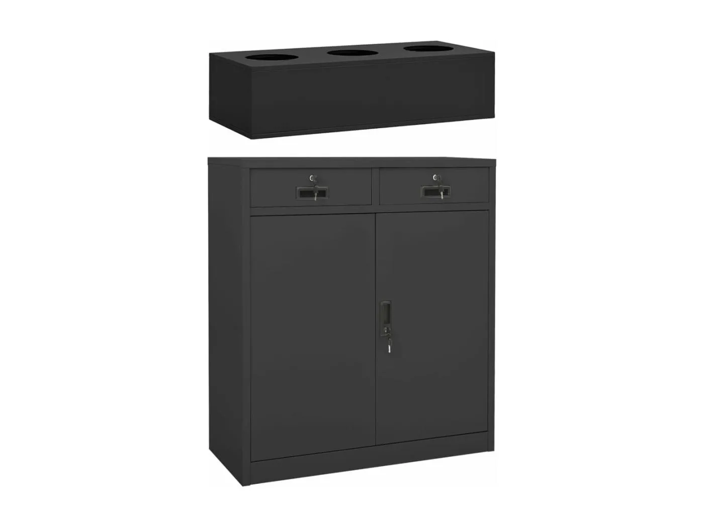 Büroschrank mit Pflanzkasten Anthrazit 90x40x125 cm Stahl