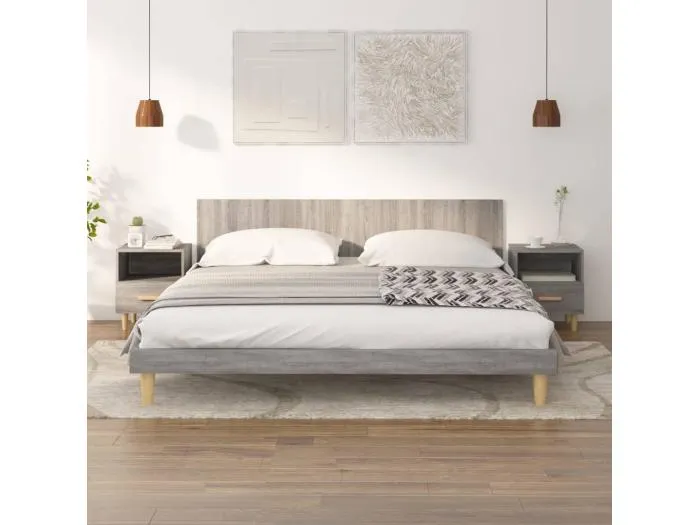 2er-Set Nachttische Nachtschrank Grau Sonoma 40x35x47 cm -RN64412