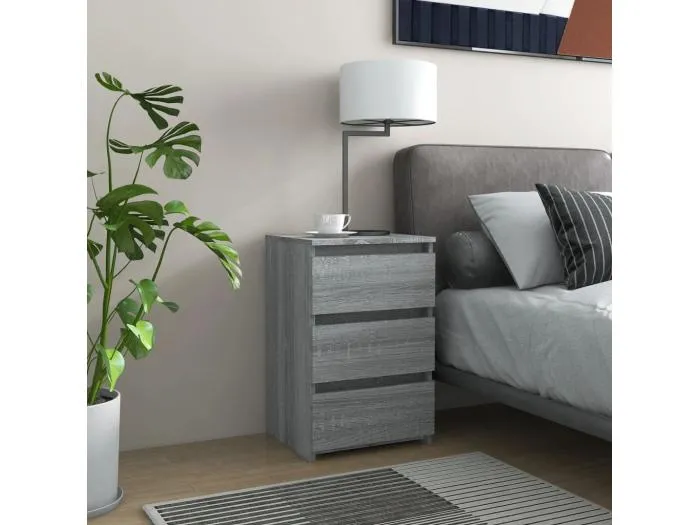 2er-Set Nachttische Nachtschrank Grau Sonoma 40x35x62,5 cm Holzwerkstoff -RN92539