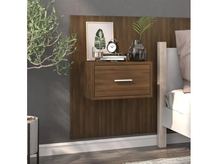 Wand-Nachttisch Nachtschrank Braun Eichen-Optik -RN74433