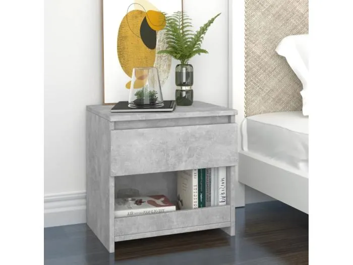 2er-Set Nachttische Nachtschrank Betongrau 40x30x39 cm Holzwerkstoff -RN82676