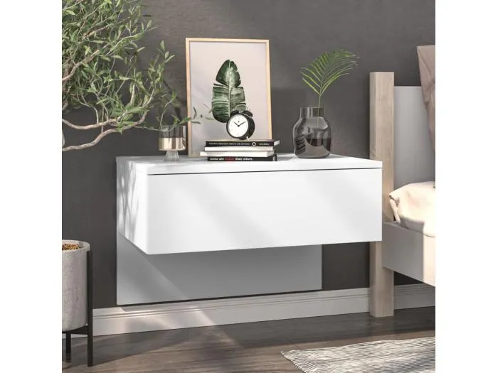 Wand-Nachttisch Nachtschrank Weiß -RN85795