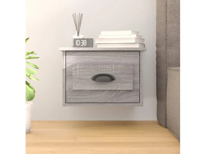 Wand-Nachttisch Grau Nachtschrank Sonoma 41,5x36x28 cm -RN53896