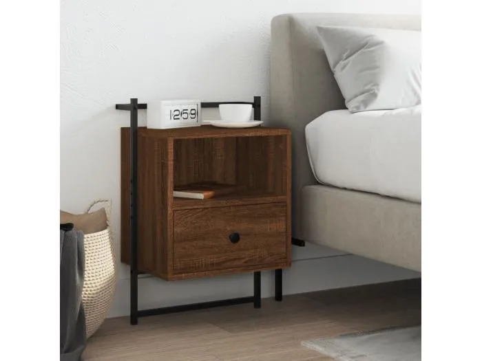 Wand-Nachttisch Nachtschrank Braun Eiche 40x30x61 cm Holzwerkstoff -RN55716