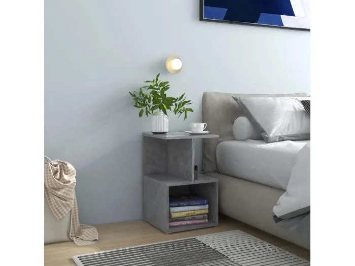 2er-Set Nachttische Nachtschrank Betongrau 35x35x55 cm Holzwerkstoff -RN45149