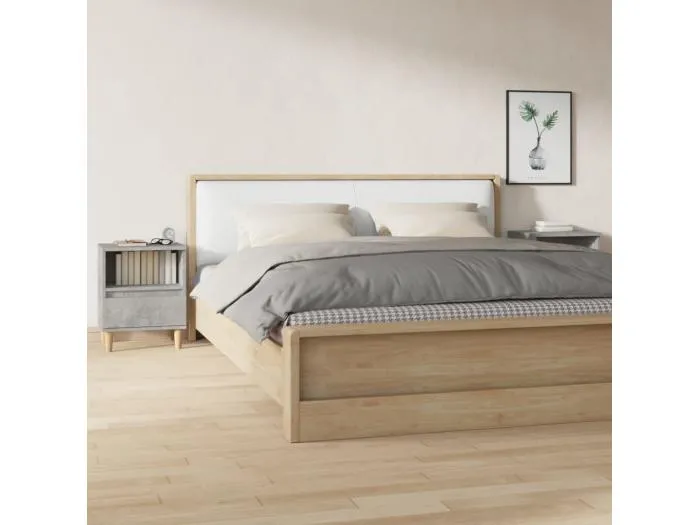2er-Set Nachttische Nachtschrank Betongrau 40x35x50 cm -RN27955