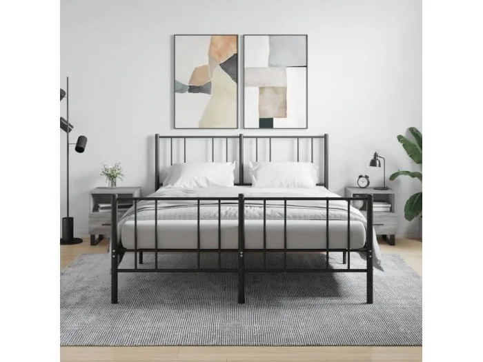 2er-Set Nachttische Nachtschrank Grau Sonoma 40x35x47,5 cm Holzwerkstoff -RN16996