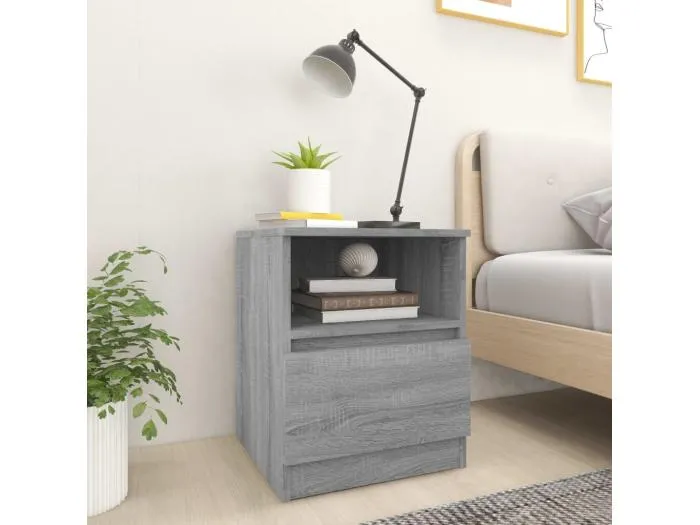 2er-Set Nachttische Nachtschrank Grau Sonoma 40x40x50 cm Holzwerkstoff -RN26021