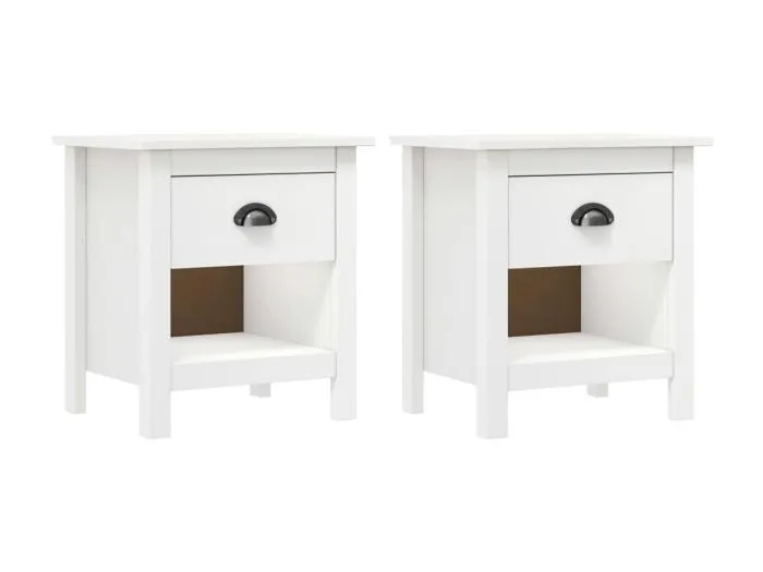 2er-Set Nachttische Nachtschrank Hill 46x35x49,5 cm Massivholz Kiefer -RN75742