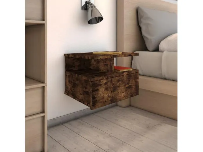 2er-Set Nachttisch Nachtschränke Hängend Räuchereiche 40x31x27 cm Holzwerkstoff -RN95246