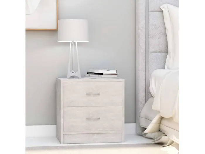 2er-Set Nachttische Nachtschrank Betongrau 40x30x40 cm Holzwerkstoff -RN16382