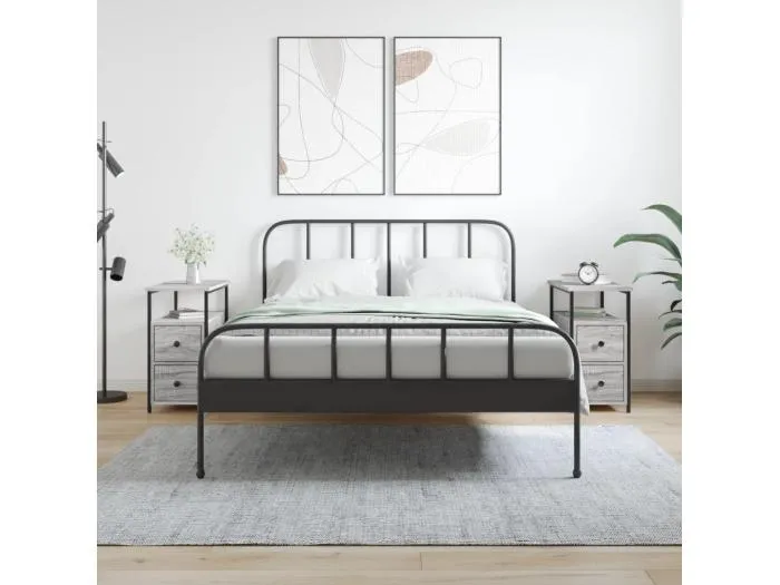 2er-Set Nachttische Nachtschrank Grau Sonoma 30x60x60 cm Holzwerkstoff -RN15619