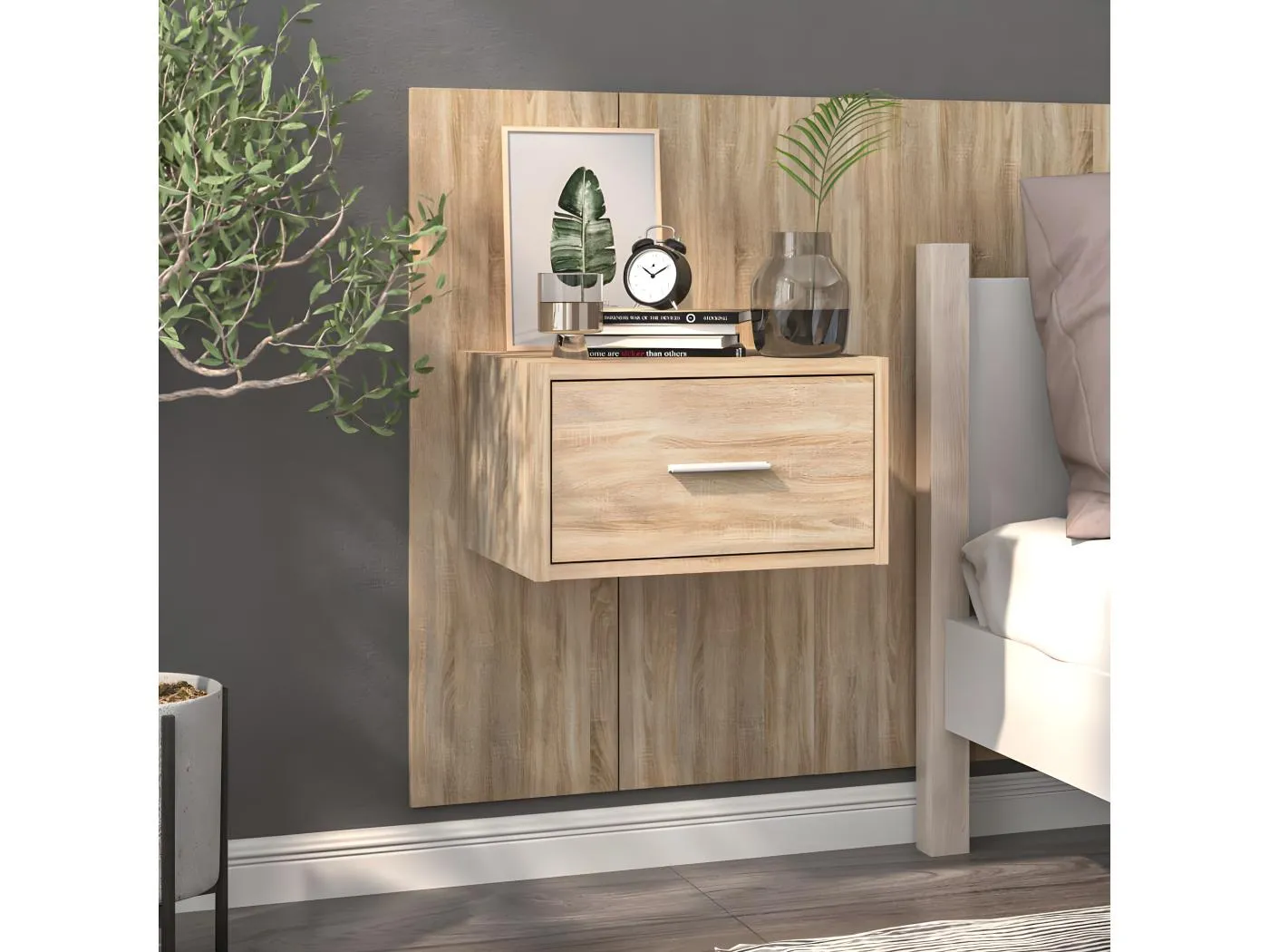 Wand-Nachttisch Nachtschrank Sonoma-Eiche -RN81892