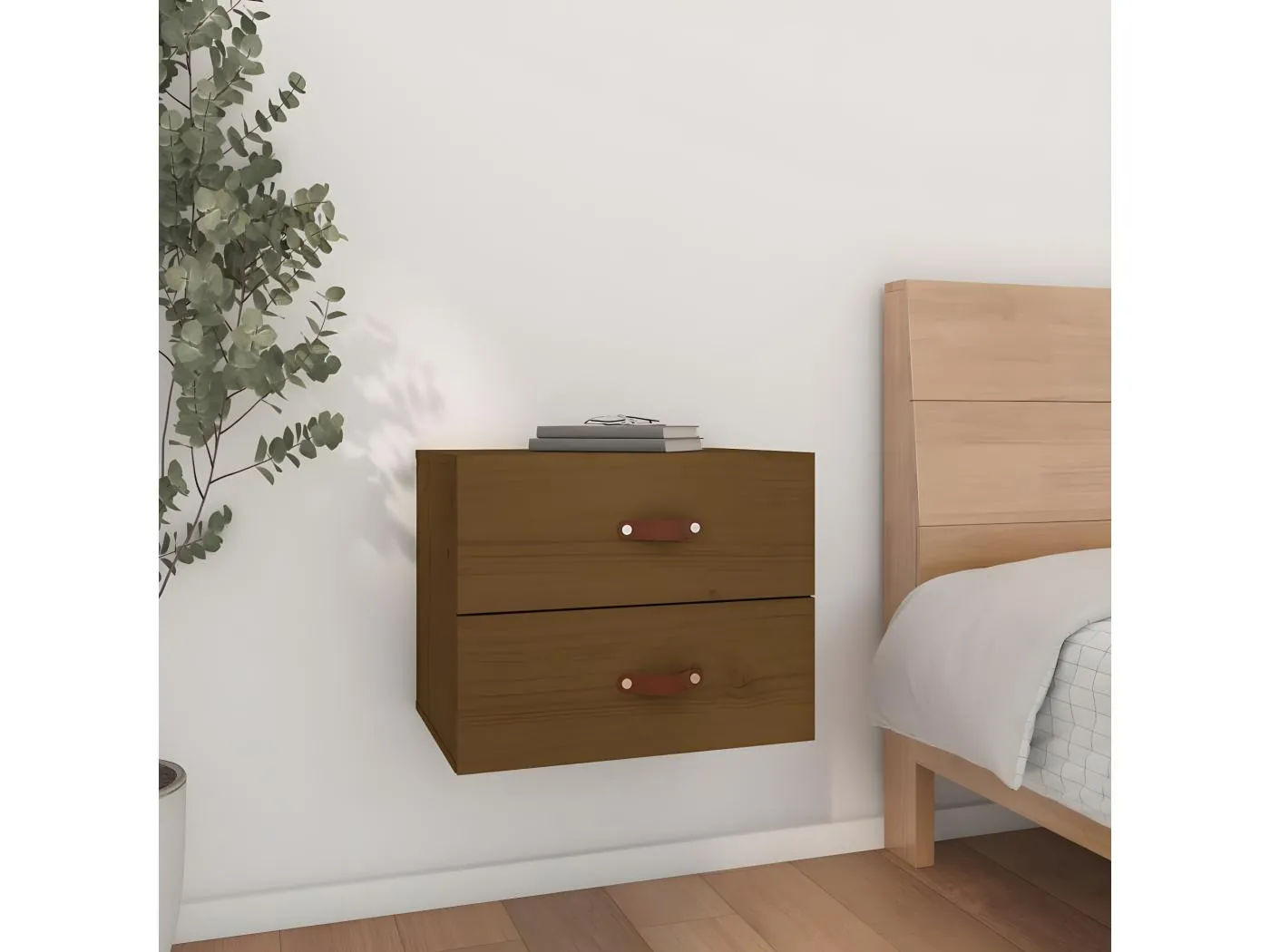 Wand-Nachttisch Nachtschrank Honigbraun 50x36x40 cm -RN35117