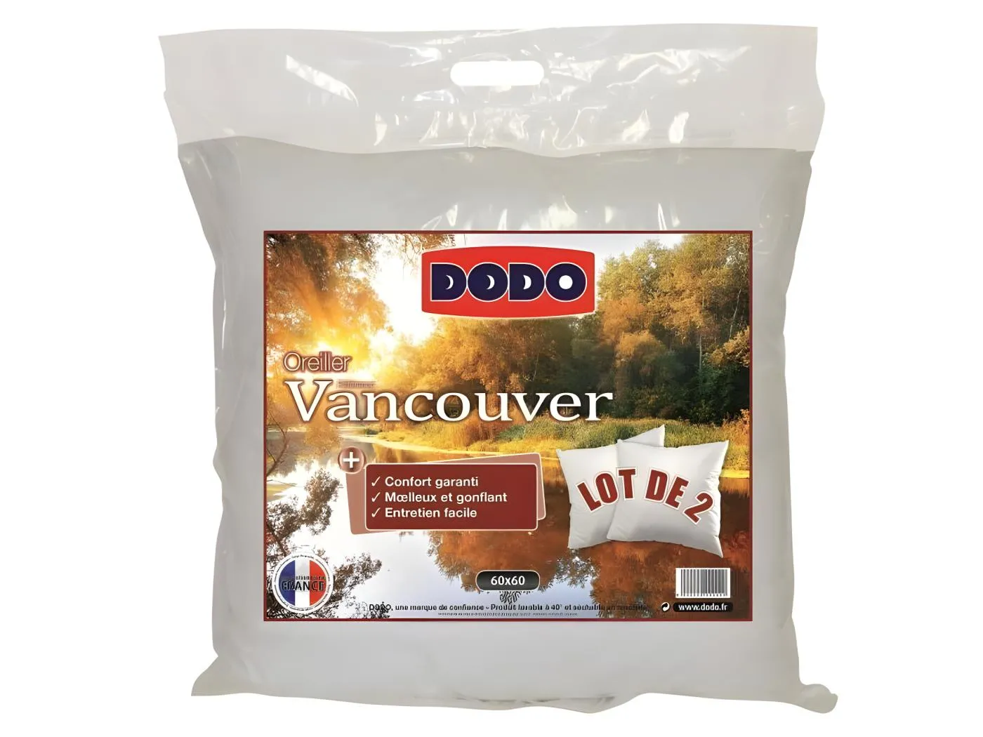 Set aus 2 Kissen DODO VANCOUVER 60x60cm aus Weicher und Bequemer Baumwolle - Französische Herstellung