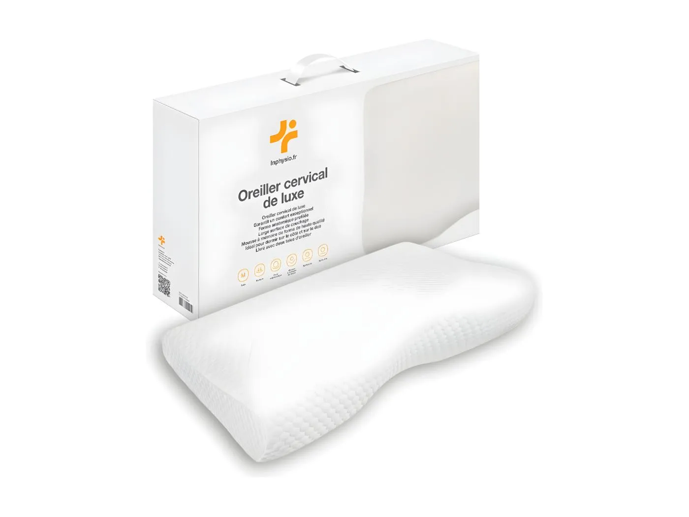 DE LUXE Ergonomisches Zervikalkissen - Memory-Schaum – 60x35x12 - Zwei Kissenbezüge