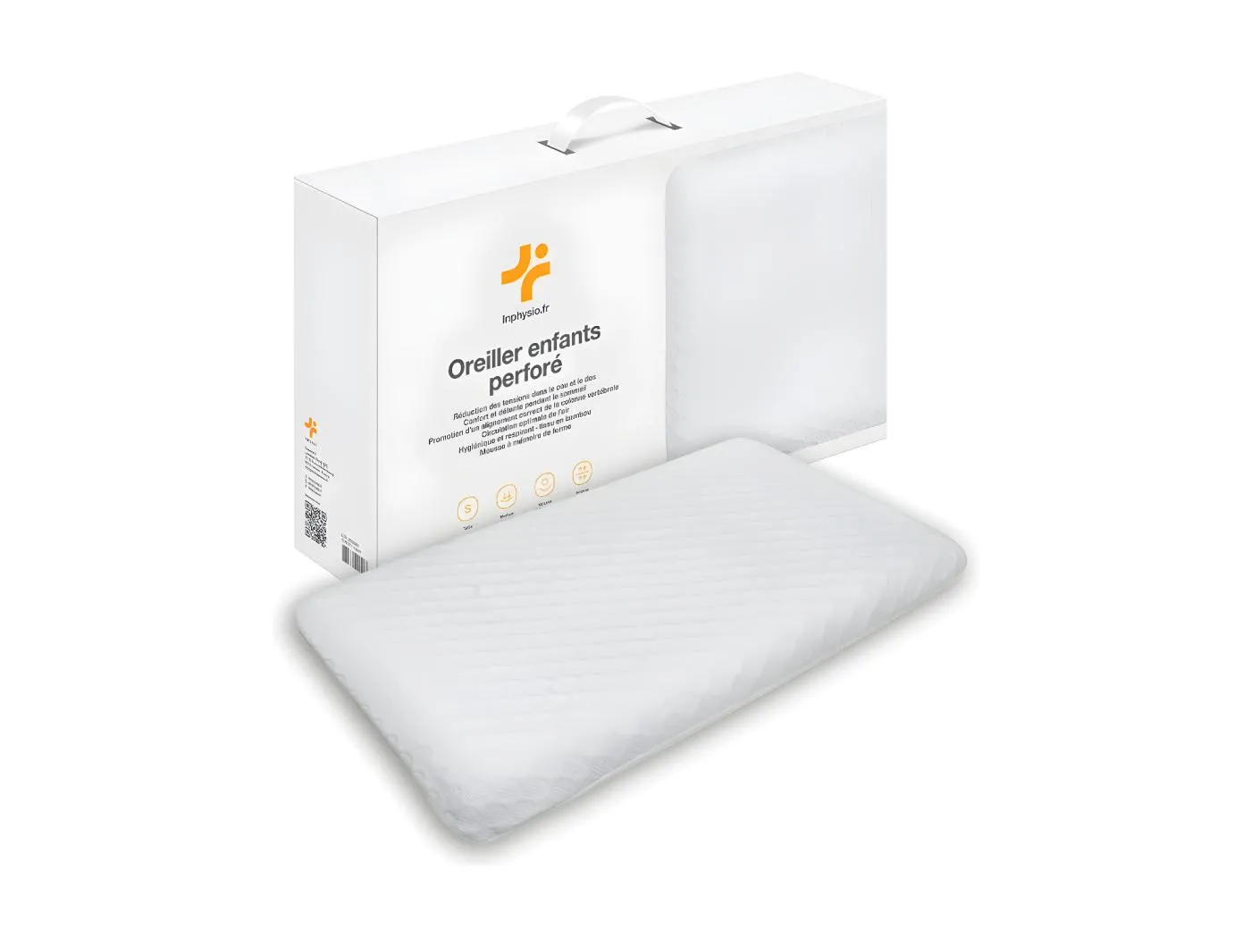 Atmungsaktives Kinderkissen aus Bambusgewebe 50x30x5,5 INPHYSIO